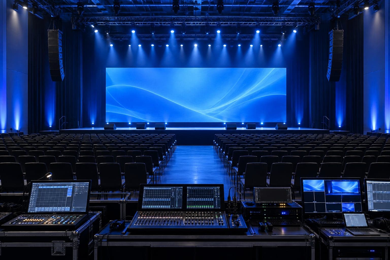 Live event production with professional lighting and staging